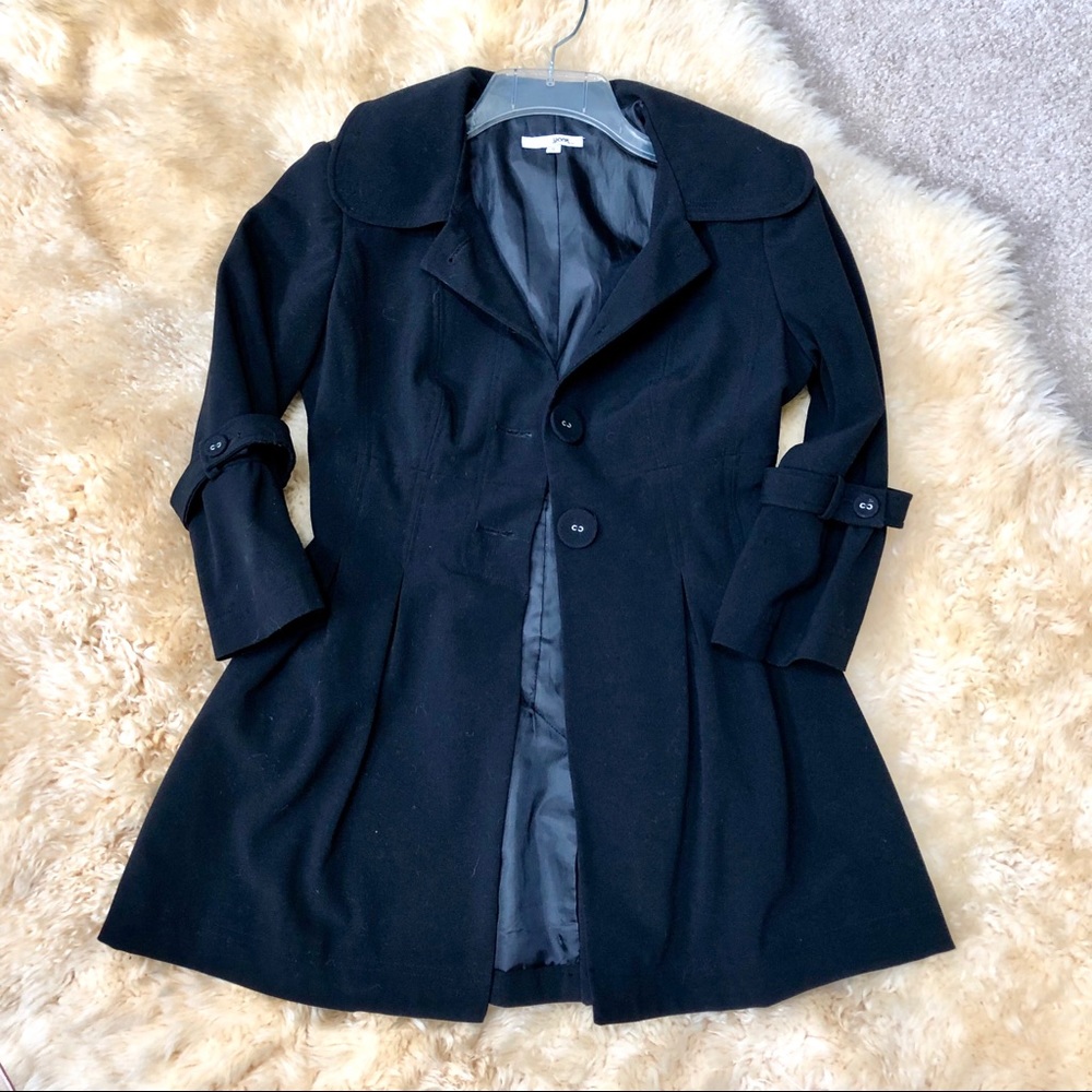 Black Blazer Jacket Button Down Up Light Pea Coat… - image 1